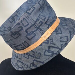 Vintage Guess Denim Blue Hat with Beige Accent